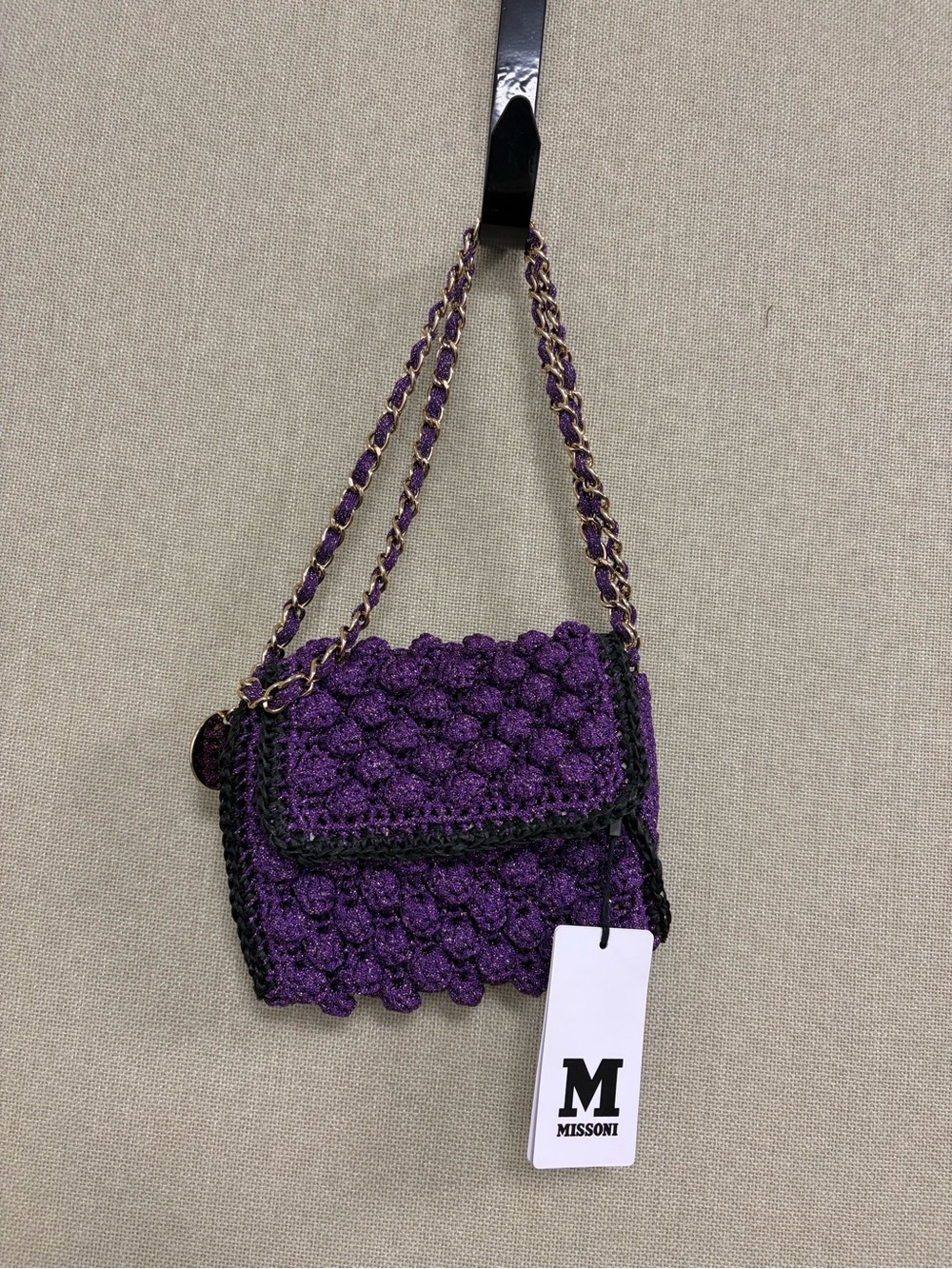 Missoni Purple Crochet Chain-Handle Crossbody